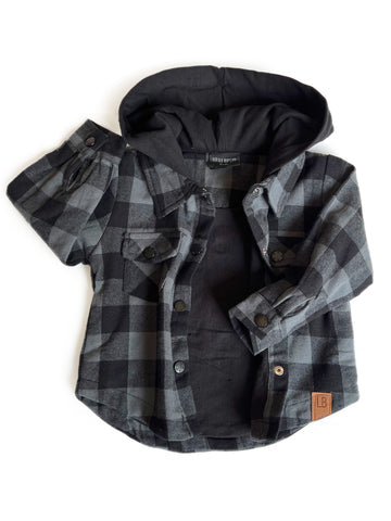 HOODED FLANNEL - PEWTER