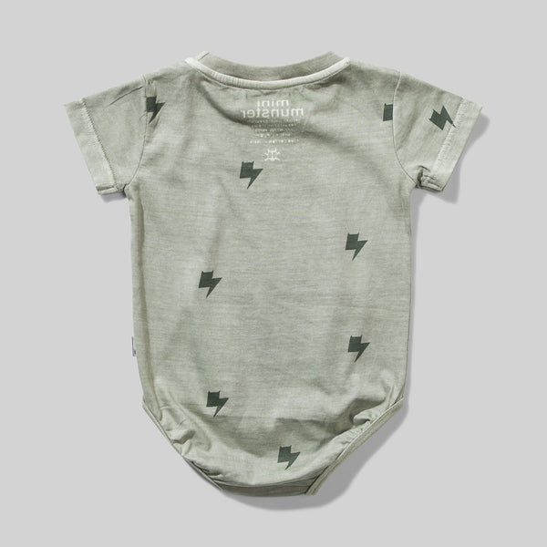BOLTS ONESIE WASHED OLIVE