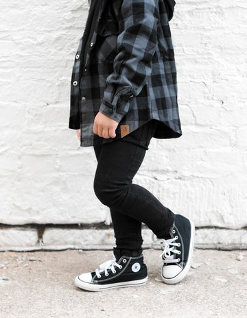 HOODED FLANNEL - PEWTER
